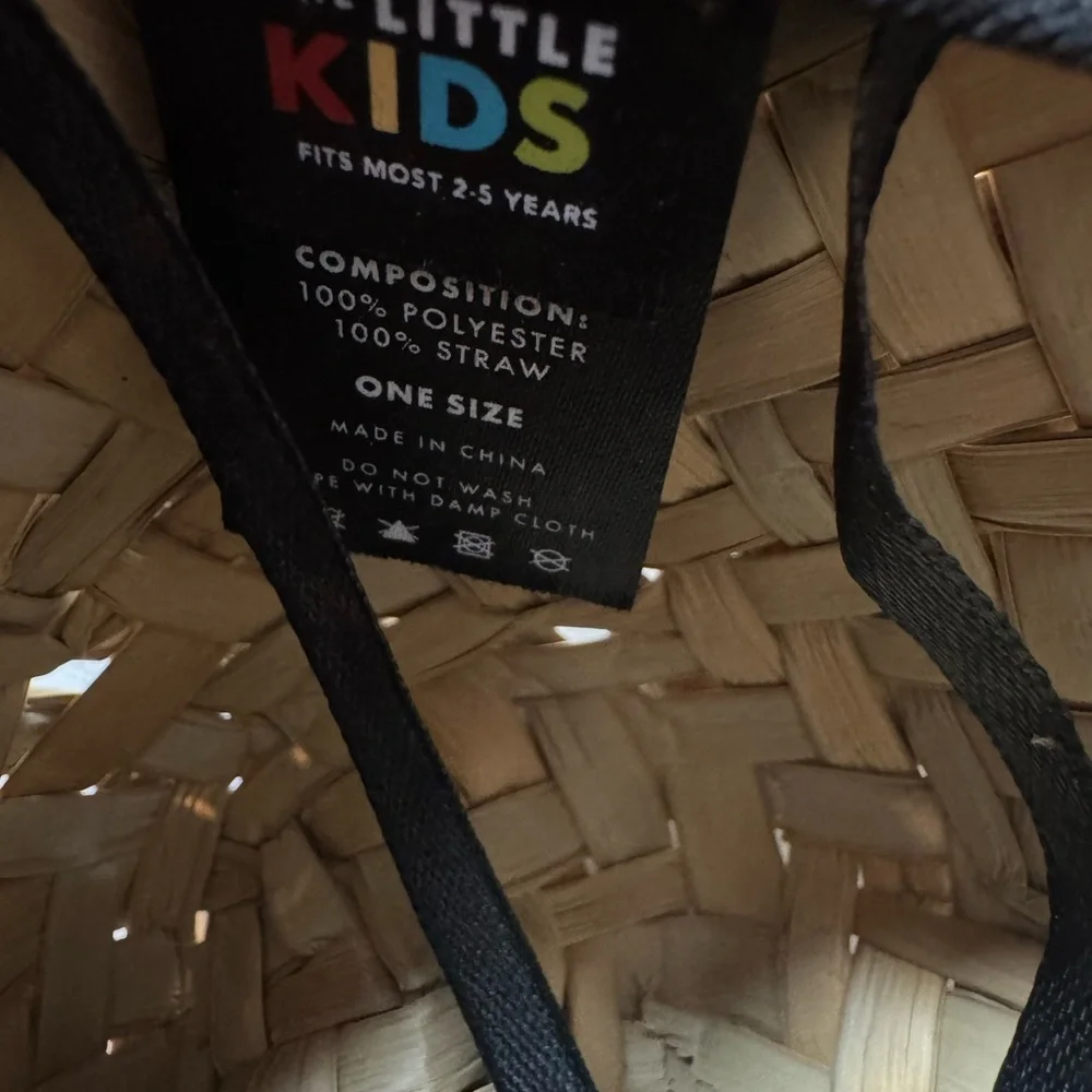 Kids' Woven Straw Hat with Gray Trim - Picture 12 of 12